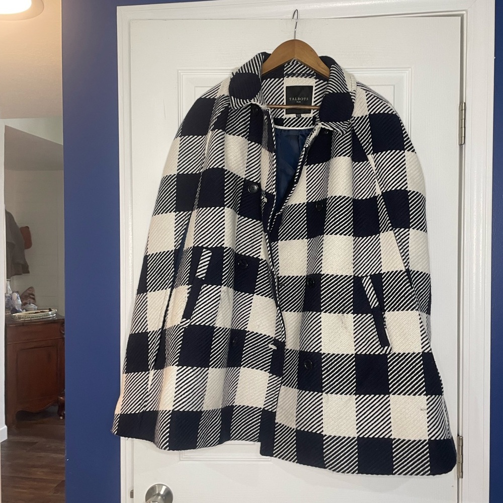 Talbots wool blend buffalo check cape - 2X/3X - Picture 2 of 5